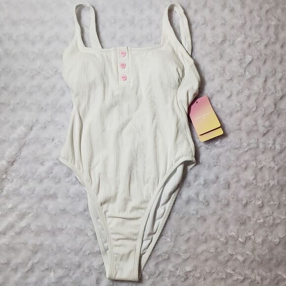 Stoney Clover Lane x Target small pink and white one piece swimsuit - Picture 1 of 4